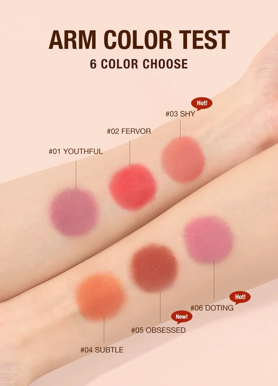 Batom Matte Lipstick 3 em 1 - Boca, Sombra e Blush