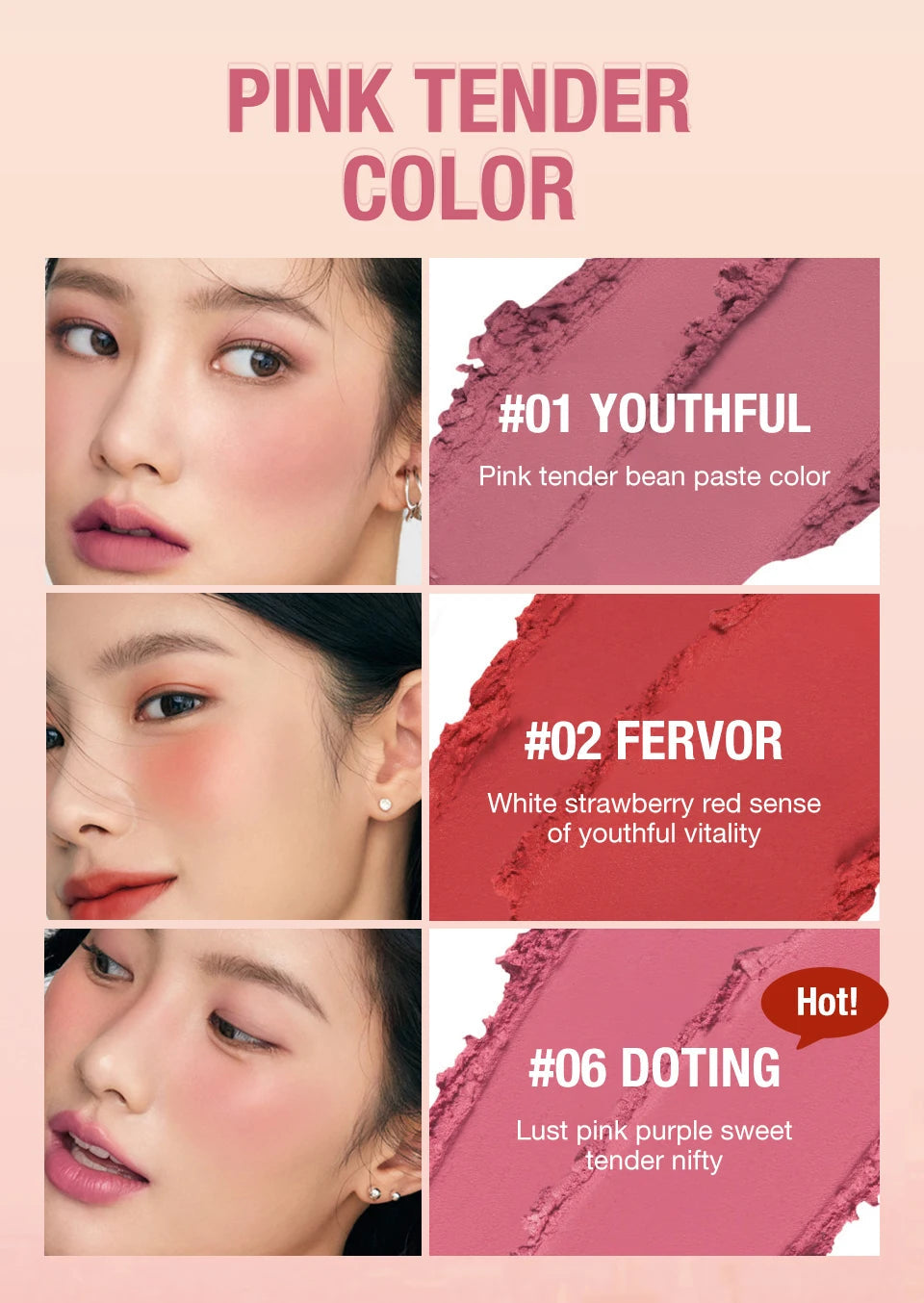Batom Matte Lipstick 3 em 1 - Boca, Sombra e Blush