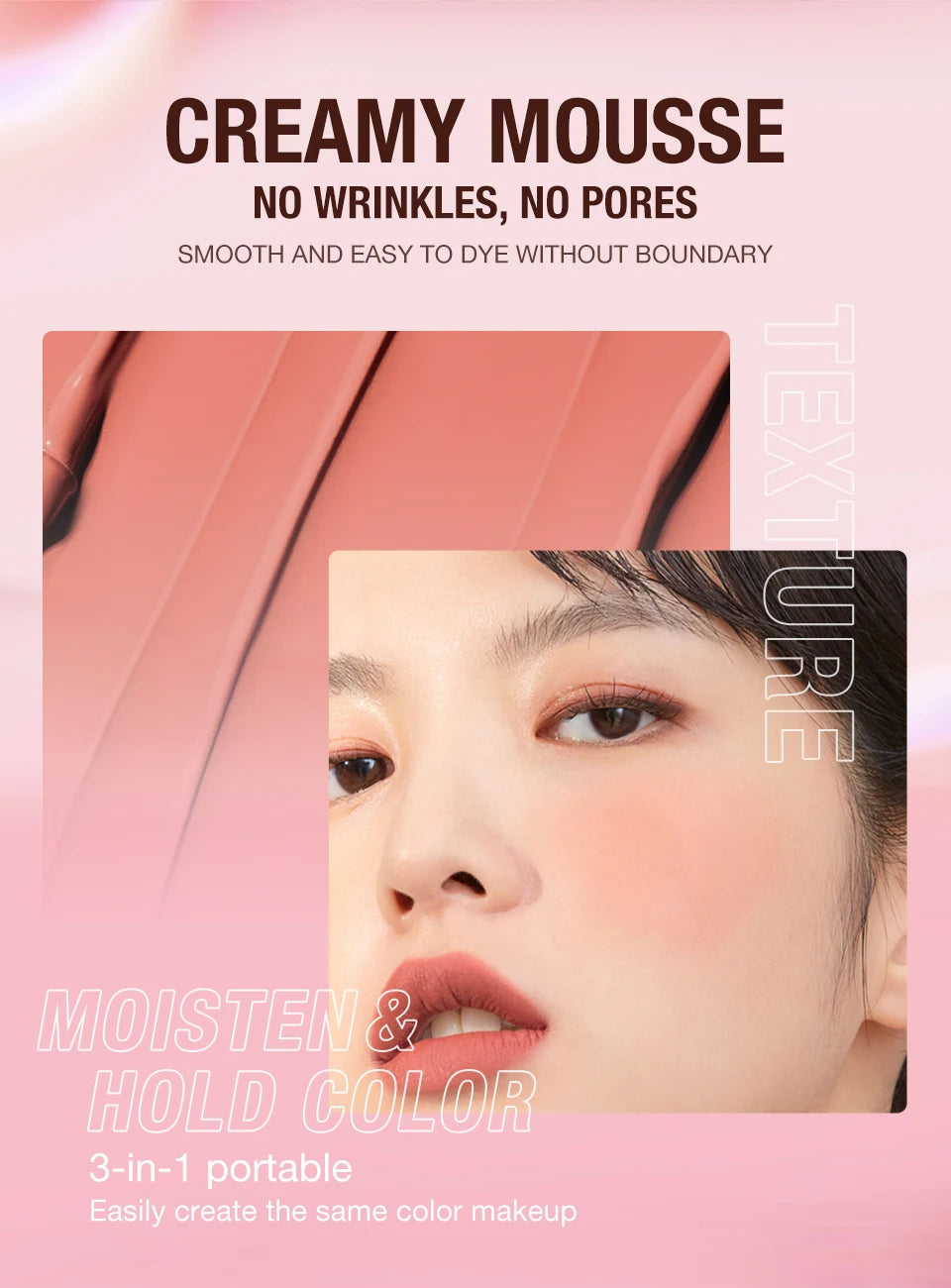 Batom Matte Lipstick 3 em 1 - Boca, Sombra e Blush