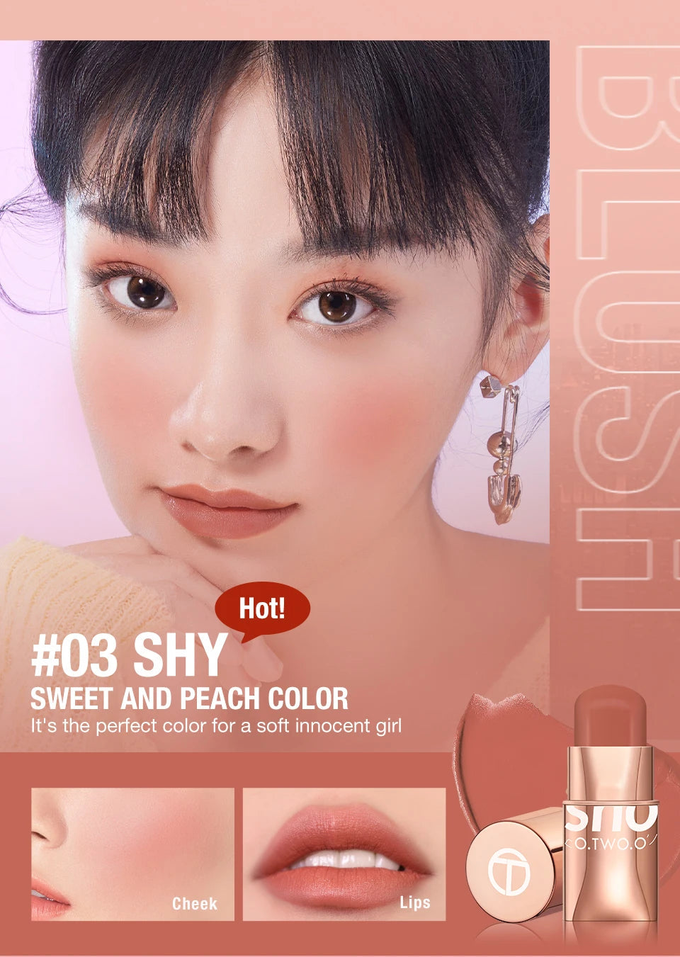 Batom Matte Lipstick 3 em 1 - Boca, Sombra e Blush