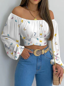 BLUSA FLORA ESTAMPADA COM MANGA COMPRIDA
