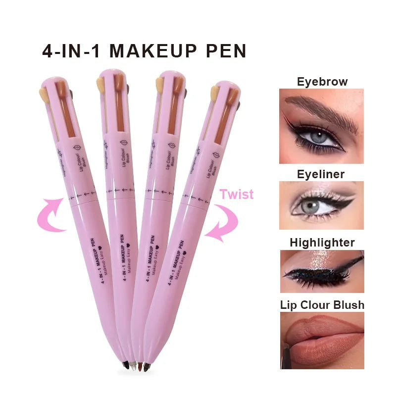 Caneta 4 em 1 [Blush. Batom, iluminador e lápis de sobrancelhas]